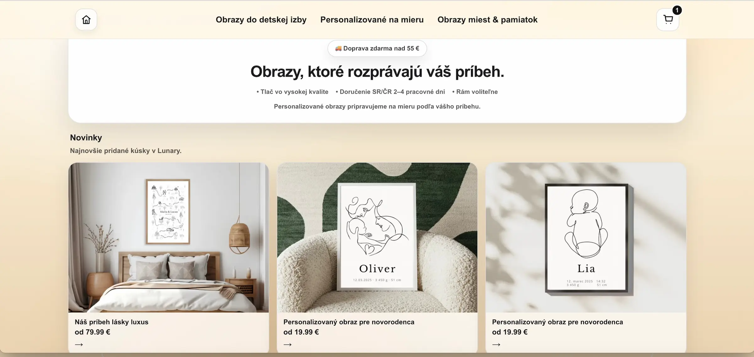 Ukážka e-shopu Lunary